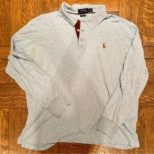Polo Ralph Lauren Men’s Long Sleeve Blue Cotton Collared Polo Shirt SZ Large